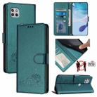 For Motorola One 5G Ace/Moto G 5G Cat Rat Embossed Pattern RFID Leather Phone Case with Lanyard(Peacock Green) - 1