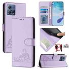 For Motorola Moto S30 Pro 5G Cat Rat Embossed Pattern RFID Leather Phone Case with Lanyard(Purple) - 1