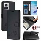 For Motorola Moto X30 Pro 5G Cat Rat Embossed Pattern RFID Leather Phone Case with Lanyard(Black) - 1