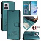For Motorola Edge 30 Ultra Cat Rat Embossed Pattern RFID Leather Phone Case with Lanyard(Peacock Green) - 1
