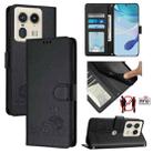 For Motorola Edge 50 Ultra Cat Rat Embossed Pattern RFID Leather Phone Case with Lanyard(Black) - 1