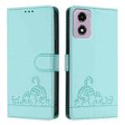 For Motorola Moto E14 Cat Rat Embossed Pattern RFID Leather Phone Case with Lanyard(Mint Green) - 2