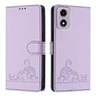 For Motorola Moto E14 Cat Rat Embossed Pattern RFID Leather Phone Case with Lanyard(Purple) - 2