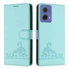 For Motorola Moto G85 Cat Rat Embossed Pattern RFID Leather Phone Case with Lanyard(Mint Green) - 2