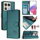 For Motorola Edge 5G Global Cat Rat Embossed Pattern RFID Leather Phone Case with Lanyard(Peacock Green) - 1