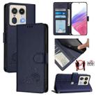 For Motorola Edge 5G Global Cat Rat Embossed Pattern RFID Leather Phone Case with Lanyard(Blue) - 1