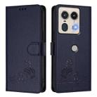 For Motorola Edge 5G Global Cat Rat Embossed Pattern RFID Leather Phone Case with Lanyard(Blue) - 2