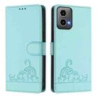 For Motorola Moto G34 5G / G45 5G Cat Rat Embossed Pattern RFID Leather Phone Case with Lanyard(Mint Green) - 2