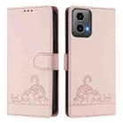 For Motorola Moto G34 5G / G45 5G Cat Rat Embossed Pattern RFID Leather Phone Case with Lanyard(Pink) - 2