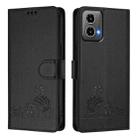 For Motorola Moto G34 5G / G45 5G Cat Rat Embossed Pattern RFID Leather Phone Case with Lanyard(Black) - 2