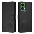 For Motorola Moto G35 Cat Rat Embossed Pattern RFID Leather Phone Case with Lanyard(Black) - 2