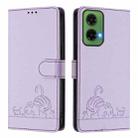 For Motorola Moto G35 Cat Rat Embossed Pattern RFID Leather Phone Case with Lanyard(Purple) - 2