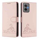 For Motorola Moto G55 Cat Rat Embossed Pattern RFID Leather Phone Case with Lanyard(Pink) - 2