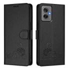 For Motorola Moto G55 Cat Rat Embossed Pattern RFID Leather Phone Case with Lanyard(Black) - 2