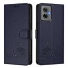 For Motorola Moto G55 Cat Rat Embossed Pattern RFID Leather Phone Case with Lanyard(Blue) - 2