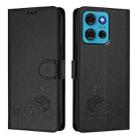 For Motorola Moto G75 Cat Rat Embossed Pattern RFID Leather Phone Case with Lanyard(Black) - 2