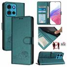 For Motorola Moto G75 Cat Rat Embossed Pattern RFID Leather Phone Case with Lanyard(Peacock Green) - 1