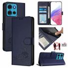 For Motorola Moto G75 Cat Rat Embossed Pattern RFID Leather Phone Case with Lanyard(Blue) - 1