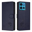 For Motorola Moto G75 Cat Rat Embossed Pattern RFID Leather Phone Case with Lanyard(Blue) - 2