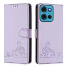 For Motorola Moto G75 Cat Rat Embossed Pattern RFID Leather Phone Case with Lanyard(Purple) - 2