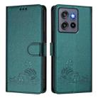 For Motorola Edge 50 Neo Cat Rat Embossed Pattern RFID Leather Phone Case with Lanyard(Peacock Green) - 2