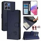 For Motorola Edge 50 Neo Cat Rat Embossed Pattern RFID Leather Phone Case with Lanyard(Blue) - 1