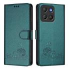 For Motorola Moto G15 Cat Rat Embossed Pattern RFID Leather Phone Case with Lanyard(Peacock Green) - 2