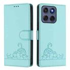 For Motorola Edge 60 Fusion Cat Rat Embossed Pattern RFID Leather Phone Case with Lanyard(Mint Green) - 2
