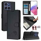 For Motorola Edge 60 Fusion Cat Rat Embossed Pattern RFID Leather Phone Case with Lanyard(Black) - 1