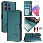 For Motorola Edge 60 Fusion Cat Rat Embossed Pattern RFID Leather Phone Case with Lanyard(Peacock Green) - 1