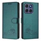 For Motorola Edge 60 Fusion Cat Rat Embossed Pattern RFID Leather Phone Case with Lanyard(Peacock Green) - 2