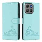 For Motorola Moto G15 / G15 Power Cat Rat Embossed Pattern RFID Leather Phone Case with Lanyard(Mint Green) - 2