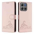 For Motorola Moto G15 / G15 Power Cat Rat Embossed Pattern RFID Leather Phone Case with Lanyard(Pink) - 2