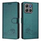 For Motorola Moto G15 / G15 Power Cat Rat Embossed Pattern RFID Leather Phone Case with Lanyard(Peacock Green) - 2