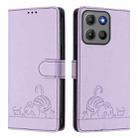 For Motorola Moto G15 / G15 Power Cat Rat Embossed Pattern RFID Leather Phone Case with Lanyard(Purple) - 2