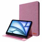 For iPad Air 11 2024 Fabric Leather Tablet Case(Rose Red) - 1