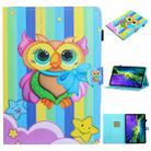 For iPad Pro 11 2024 Coloured Drawing Stitching Smart Leather Tablet Case(Rainbow Owl) - 1