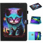 For iPad Pro 11 2024 Coloured Drawing Stitching Smart Leather Tablet Case(Night Cat) - 1