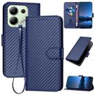 For Xiaomi Redmi Note 13 4G YX0070 Carbon Fiber Buckle Leather Phone Case with Lanyard(Royal Blue) - 1