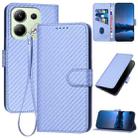 For Xiaomi Redmi Note 13 4G YX0070 Carbon Fiber Buckle Leather Phone Case with Lanyard(Light Purple) - 1