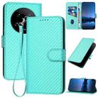 For Xiaomi 14 Ultra YX0070 Carbon Fiber Buckle Leather Phone Case with Lanyard(Light Blue) - 1