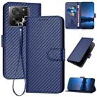 For Xiaomi 13T/13T Pro/Redmi K60 Ultra YX0070 Carbon Fiber Buckle Leather Phone Case with Lanyard(Royal Blue) - 1