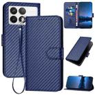 For Xiaomi Redmi K70 / K70 Pro YX0070 Carbon Fiber Buckle Leather Phone Case with Lanyard(Royal Blue) - 1