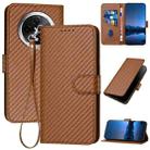 For Xiaomi Redmi A3 Plus YX0070 Carbon Fiber Buckle Leather Phone Case with Lanyard(Coffee) - 1