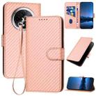 For Xiaomi Redmi A3 Plus YX0070 Carbon Fiber Buckle Leather Phone Case with Lanyard(Pink) - 1