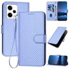 For Xiaomi Redmi Note 12 Pro+ Global YX0070 Carbon Fiber Buckle Leather Phone Case with Lanyard(Light Purple) - 1