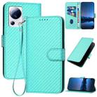 For Xiaomi 13 Lite / Civi 2 YX0070 Carbon Fiber Buckle Leather Phone Case with Lanyard(Light Blue) - 1