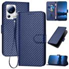 For Xiaomi 13 Lite / Civi 2 YX0070 Carbon Fiber Buckle Leather Phone Case with Lanyard(Royal Blue) - 1