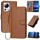 For Xiaomi 13 Lite / Civi 2 YX0070 Carbon Fiber Buckle Leather Phone Case with Lanyard(Coffee) - 1