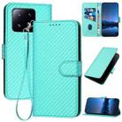 For Xiaomi 13 Pro YX0070 Carbon Fiber Buckle Leather Phone Case with Lanyard(Light Blue) - 1